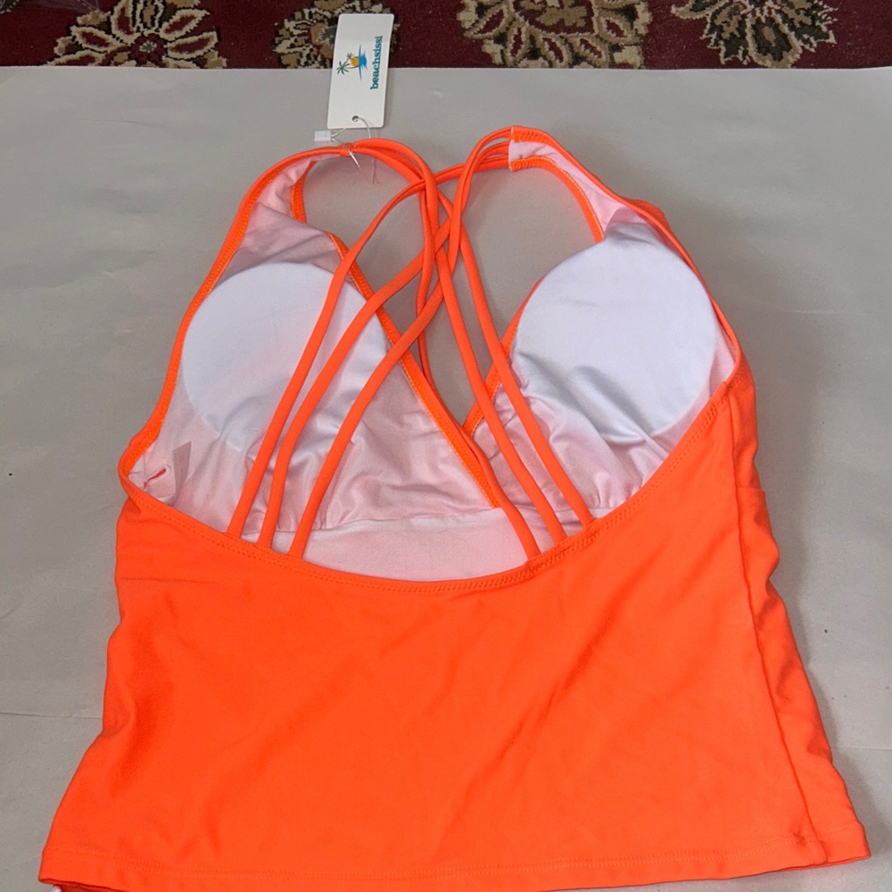 Orange Bikini Top and Floral Bottom Set New M - Picture 3 of 10